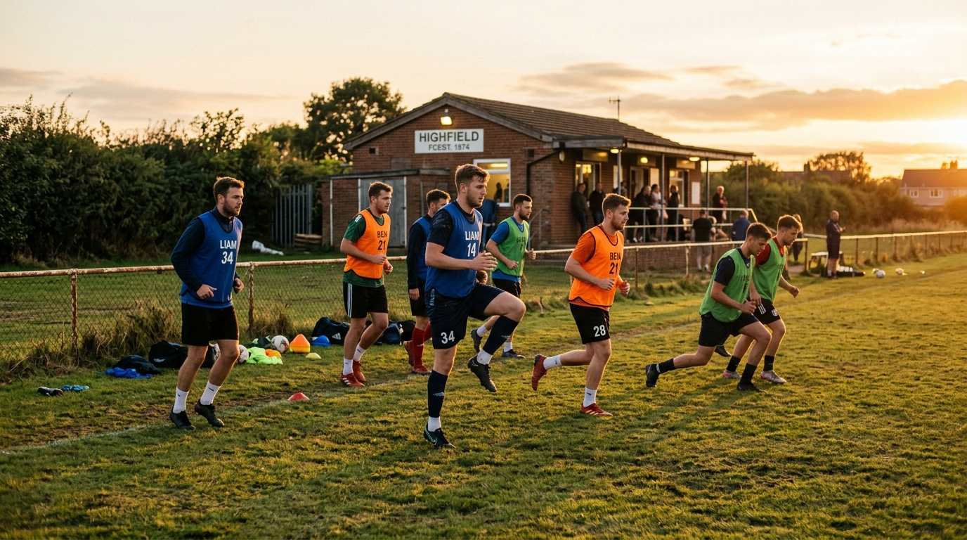Jugadores de liga amateur en activación ligera de 20 minutos un viernes por la tarde