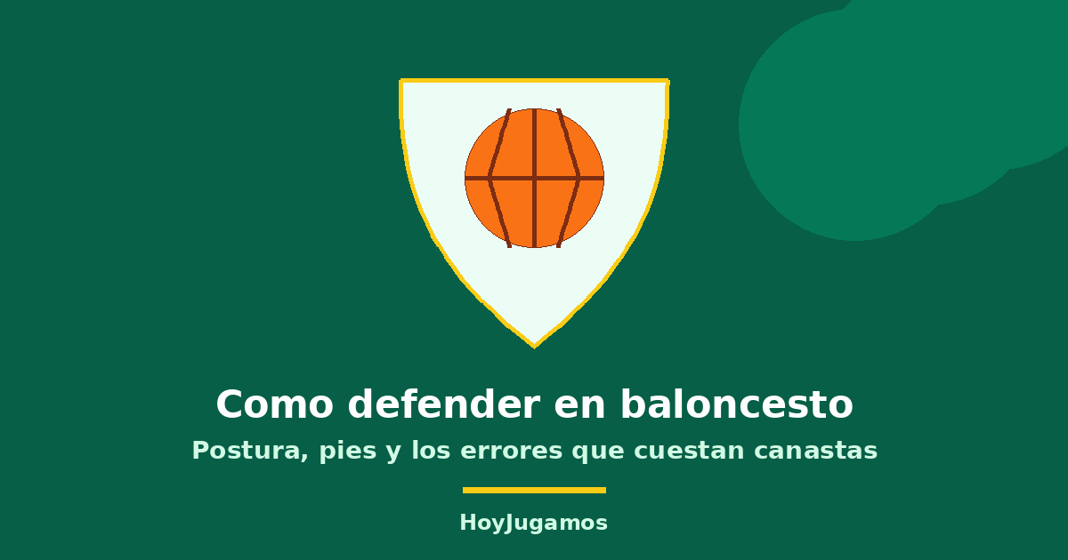 Escudo con un balón de baloncesto: cómo defender en baloncesto, postura, pies y errores