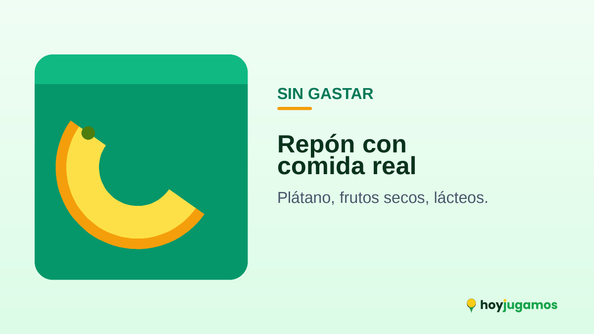 Plátano y comida real como fuente natural de electrolitos