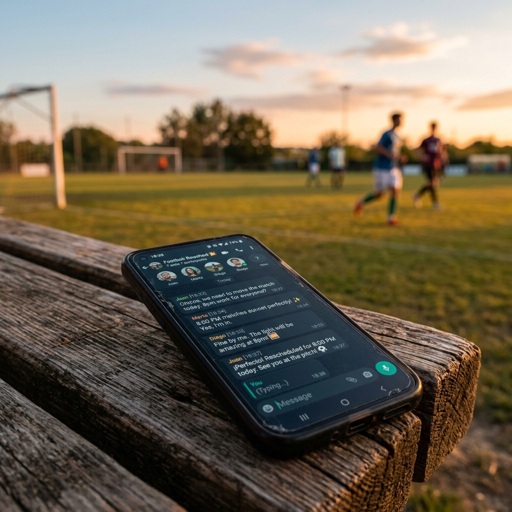 Grupo de WhatsApp acordando mover el partido al atardecer