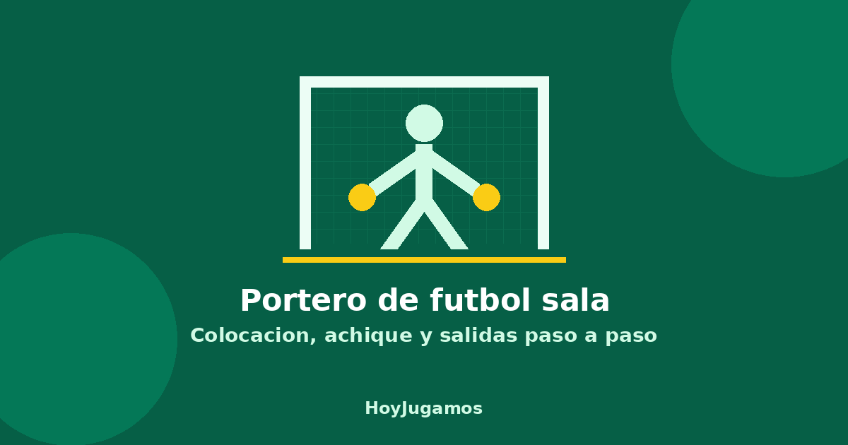 Portero de fútbol sala bajo palos en posición de espera con los brazos abiertos