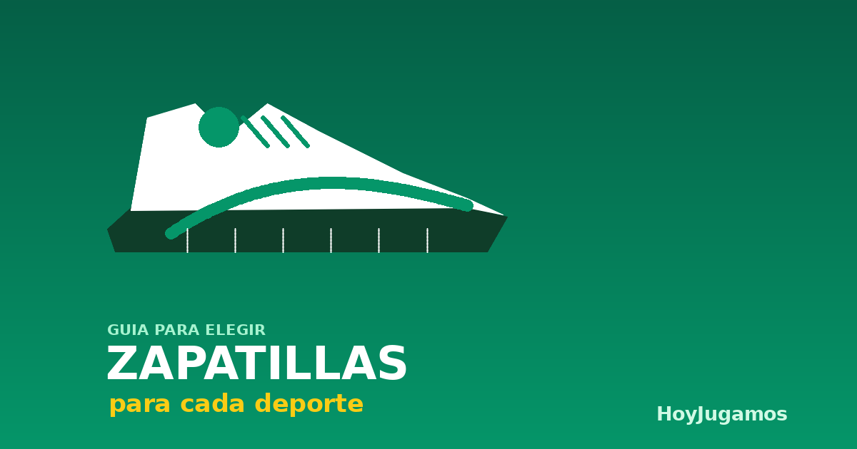 Ilustración de una zapatilla deportiva con el rótulo Zapatillas para cada deporte de HoyJugamos